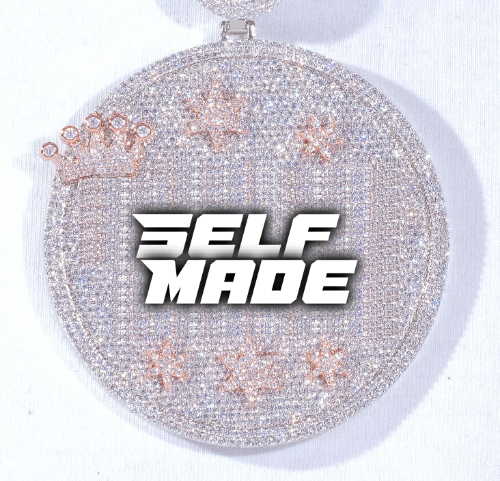 CUSTOM LETTER NECKLACE 3D BIG CROWN DISC