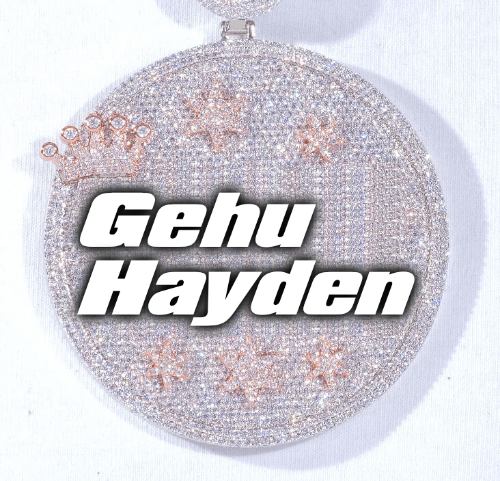 CUSTOM LETTER NECKLACE 3D BIG CROWN DISC
