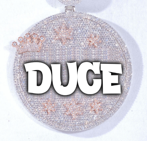 CUSTOM LETTER NECKLACE 3D BIG CROWN DISC