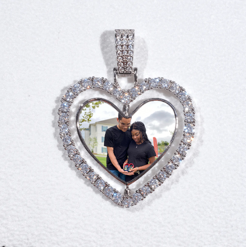 3D Spinning 2-Faced Heart Custom Picture Pendant
