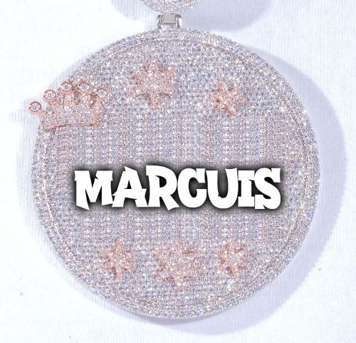 CUSTOM LETTER NECKLACE 3D BIG CROWN DISC