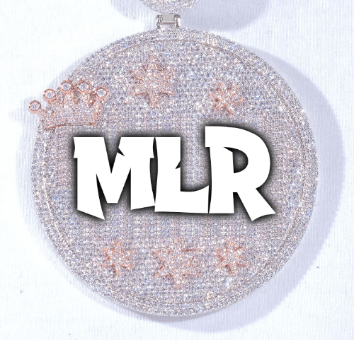 CUSTOM LETTER NECKLACE 3D BIG CROWN DISC