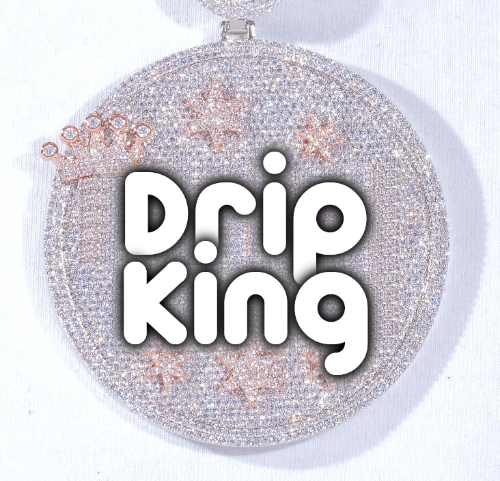 CUSTOM LETTER NECKLACE 3D BIG CROWN DISC