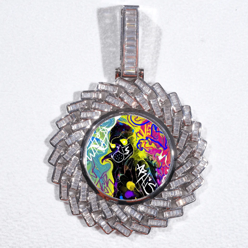 Large 3D Baguette Custom Picture Pendant
