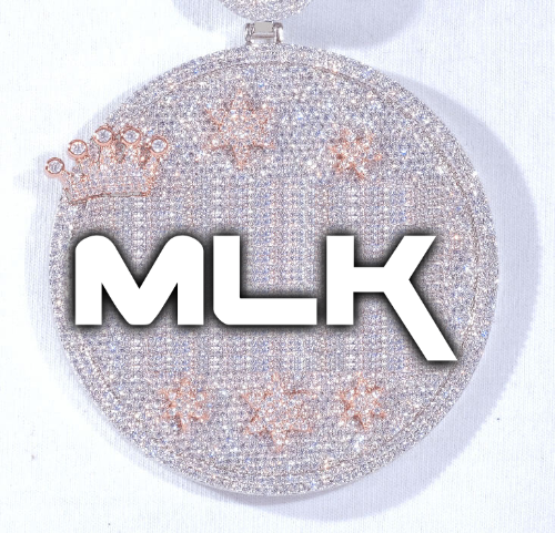 CUSTOM LETTER NECKLACE 3D BIG CROWN DISC