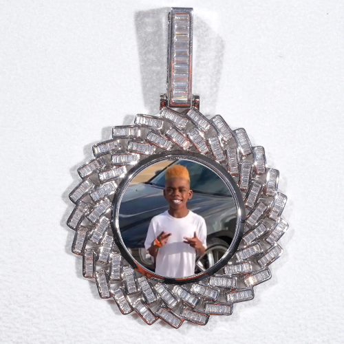 Large 3D Baguette Custom Picture Pendant