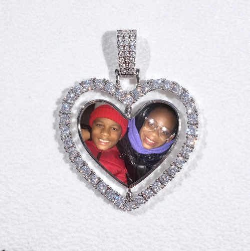 3D Spinning 2-Faced Heart Custom Picture Pendant