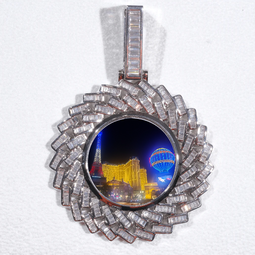 Large 3D Baguette Custom Picture Pendant