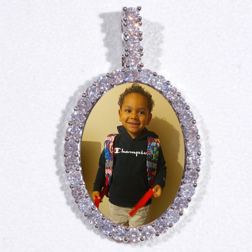 Large 3D Oval Custom Picture Pendant