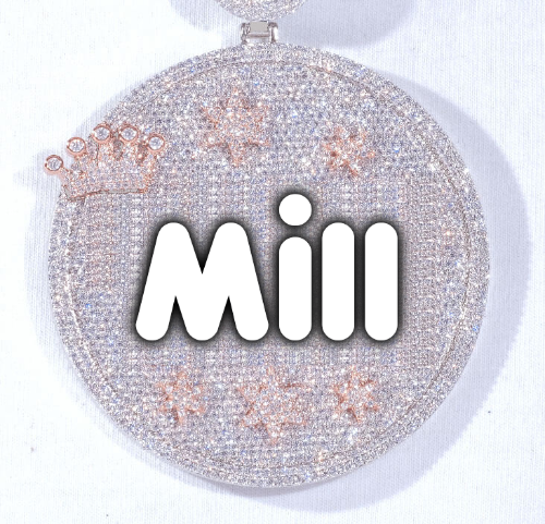 CUSTOM LETTER NECKLACE 3D BIG CROWN DISC