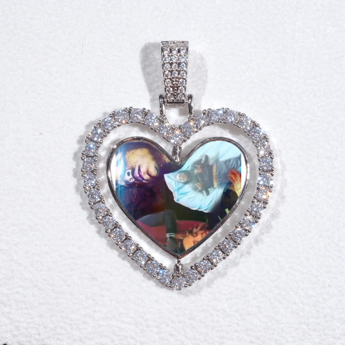 3D Spinning 2-Faced Heart Custom Picture Pendant