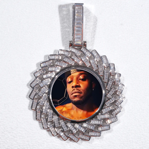 Large 3D Baguette Custom Picture Pendant