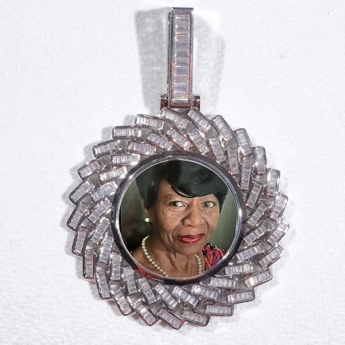 Large 3D Baguette Custom Picture Pendant