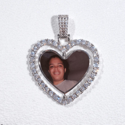 3D Spinning 2-Faced Heart Custom Picture Pendant