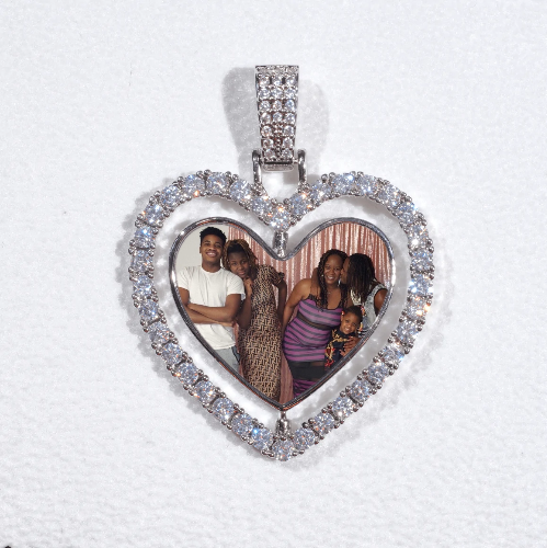 3D Spinning 2-Faced Heart Custom Picture Pendant