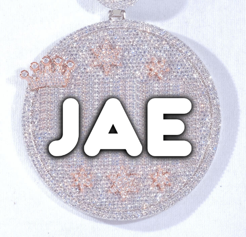 CUSTOM LETTER NECKLACE 3D BIG CROWN DISC