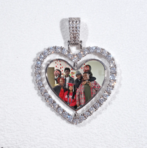3D Spinning 2-Faced Heart Custom Picture Pendant