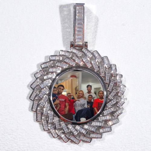 Large 3D Baguette Custom Picture Pendant