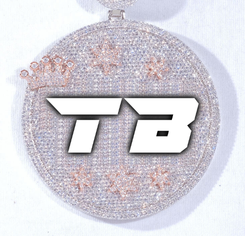 CUSTOM LETTER NECKLACE 3D BIG CROWN DISC