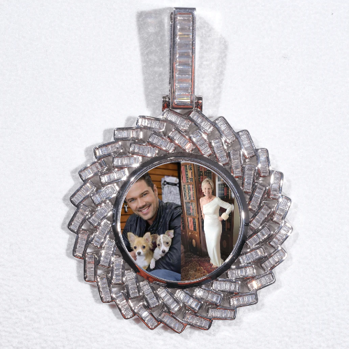 Large 3D Baguette Custom Picture Pendant