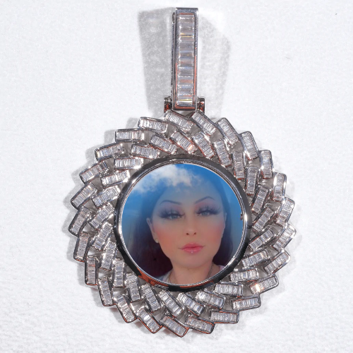 Large 3D Baguette Custom Picture Pendant