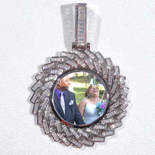 Large 3D Baguette Custom Picture Pendant