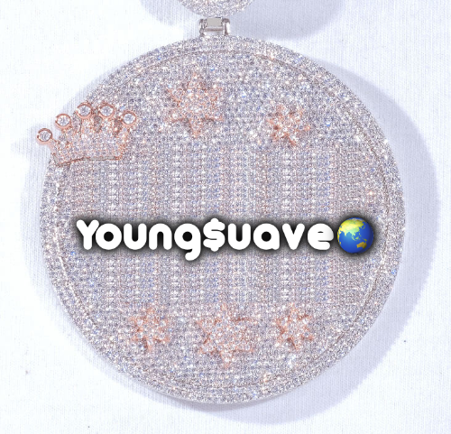 CUSTOM LETTER NECKLACE 3D BIG CROWN DISC