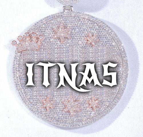 CUSTOM LETTER NECKLACE 3D BIG CROWN DISC