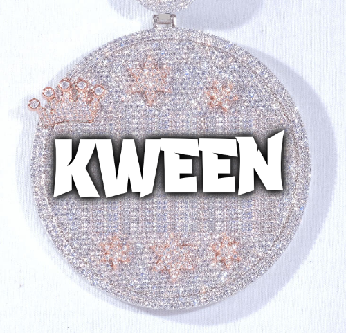 CUSTOM LETTER NECKLACE 3D BIG CROWN DISC