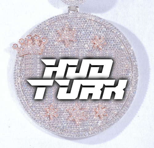 CUSTOM LETTER NECKLACE 3D BIG CROWN DISC