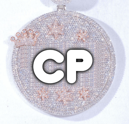 CUSTOM LETTER NECKLACE 3D BIG CROWN DISC