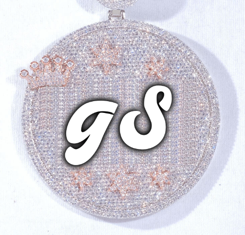CUSTOM LETTER NECKLACE 3D BIG CROWN DISC