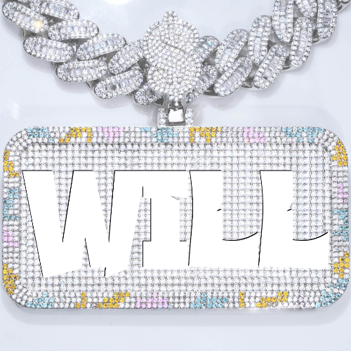 CUSTOM LETTER NECKLACE 3D COLORFUL SQUARE