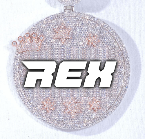 CUSTOM LETTER NECKLACE 3D BIG CROWN DISC
