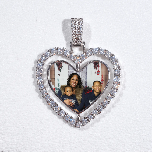 3D Spinning 2-Faced Heart Custom Picture Pendant
