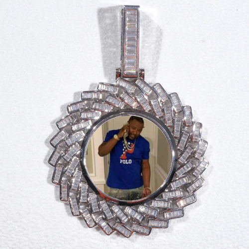 Large 3D Baguette Custom Picture Pendant