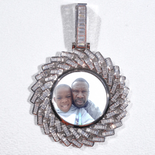Large 3D Baguette Custom Picture Pendant