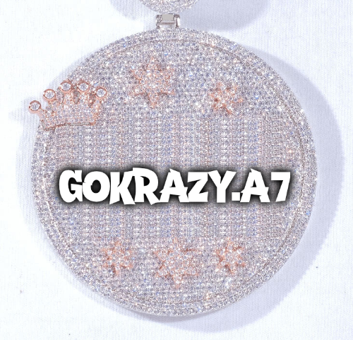 CUSTOM LETTER NECKLACE 3D BIG CROWN DISC