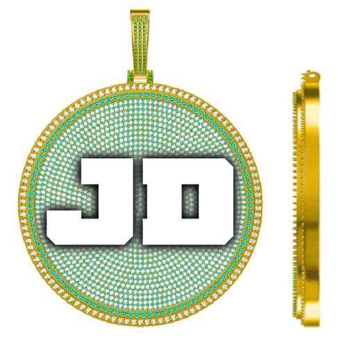 CUSTOM LETTER NECKLACE 3D BIG DISC