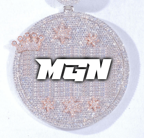CUSTOM LETTER NECKLACE 3D BIG CROWN DISC