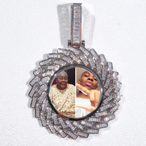 Large 3D Baguette Custom Picture Pendant