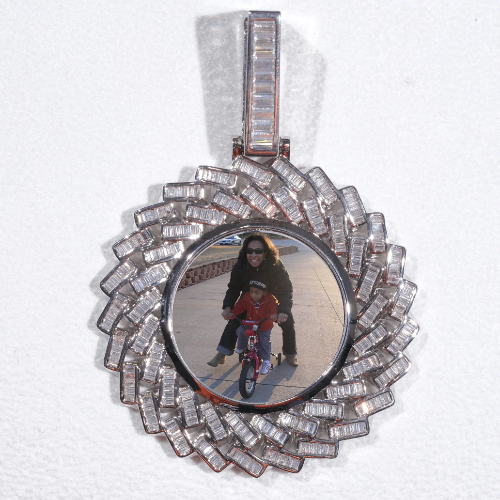 Large 3D Baguette Custom Picture Pendant