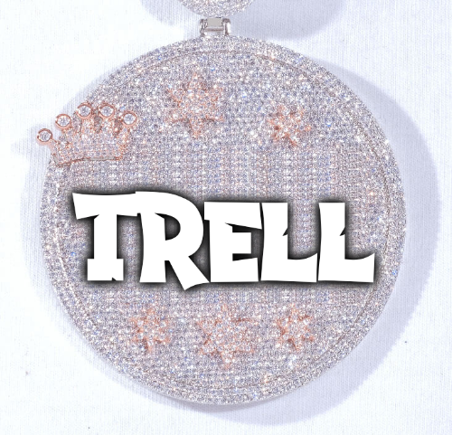 CUSTOM LETTER NECKLACE 3D BIG CROWN DISC