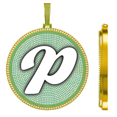 CUSTOM LETTER NECKLACE 3D BIG DISC