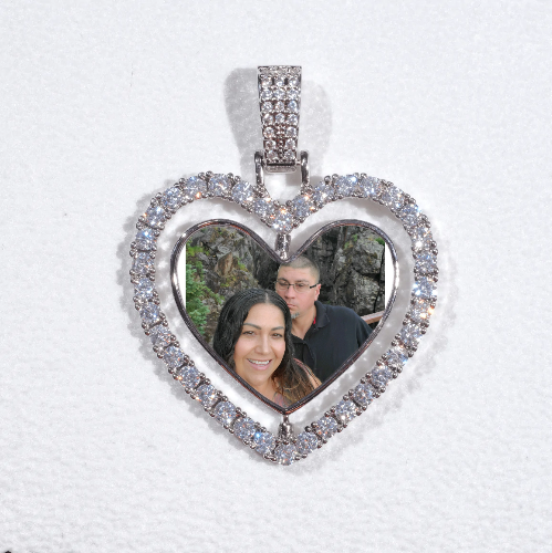 3D Spinning 2-Faced Heart Custom Picture Pendant