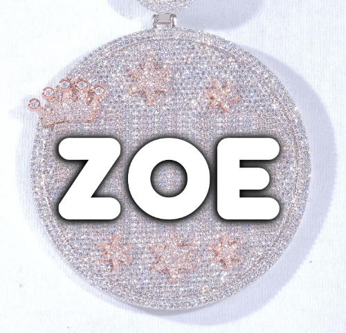CUSTOM LETTER NECKLACE 3D BIG CROWN DISC