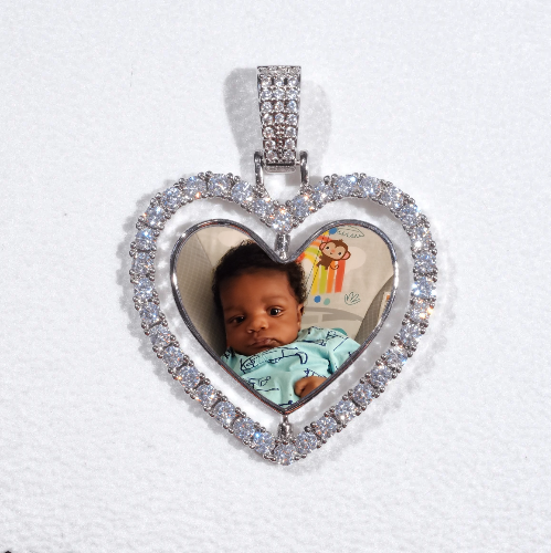 3D Spinning 2-Faced Heart Custom Picture Pendant