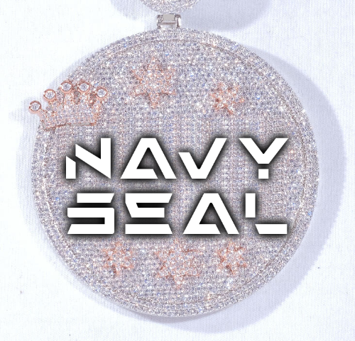 CUSTOM LETTER NECKLACE 3D BIG CROWN DISC