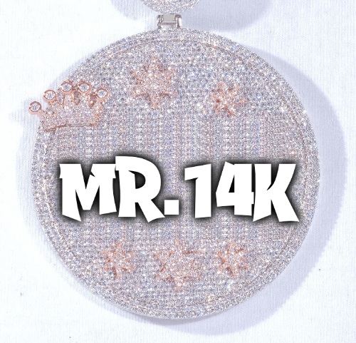 CUSTOM LETTER NECKLACE 3D BIG CROWN DISC