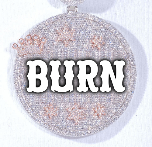 CUSTOM LETTER NECKLACE 3D BIG CROWN DISC
